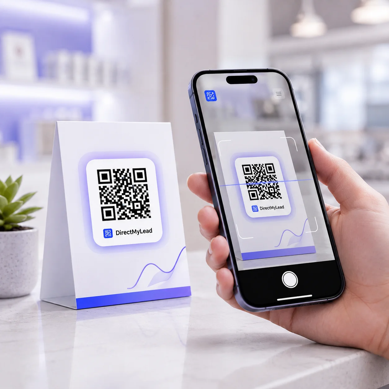 DirectMyLead campaign connecting a physical asset, phone, and analytics